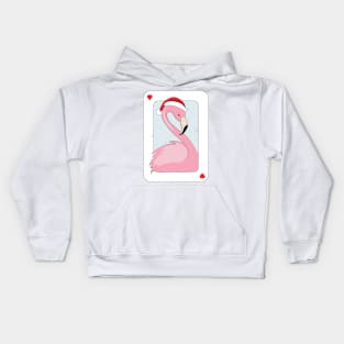 Pink Flamingo in Santa Hat Kids Hoodie